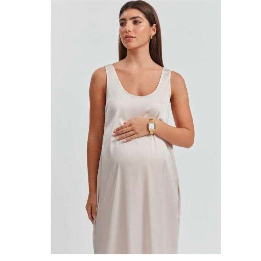 Legoe Heritage Women's Pink Satin Seville Nursing Dress Slip Maxi Dress - Picture 2 of 7